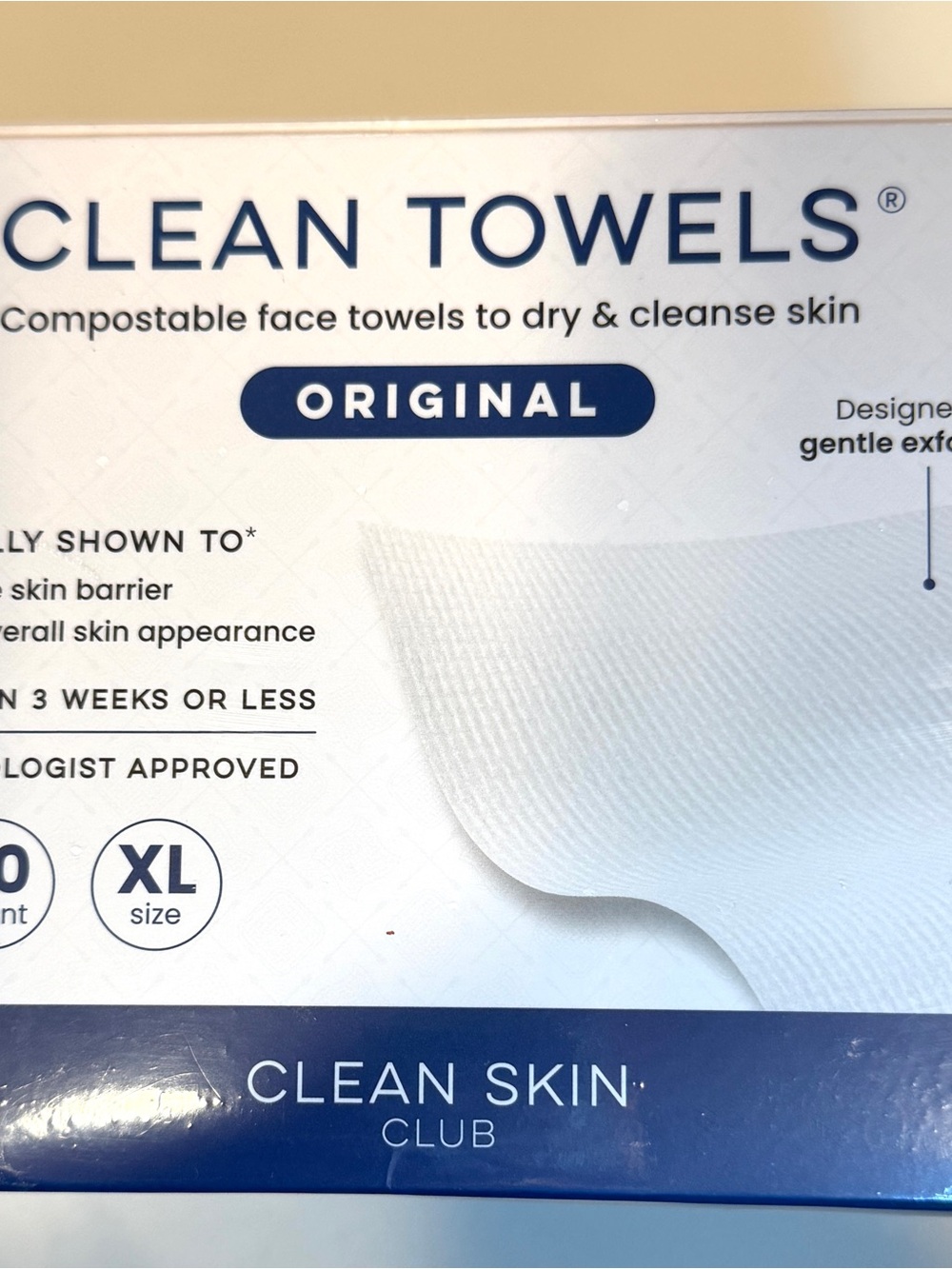 Clean Skin Club Towels Compostable Face Towels for Gentle Exfoliation - Original